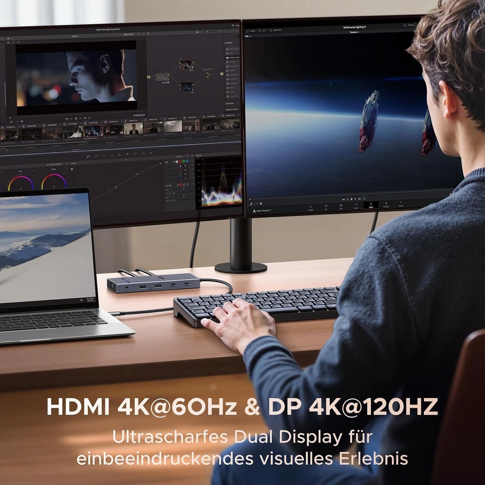 UGREEN Revodok Pro USB-C dokavimo stotelė 11 prievadų, 10 Gb/s, dviem 4K monitoriams, 55766