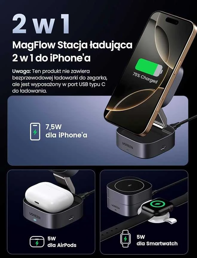 Belaidis įkroviklis 2in1 UGREEN 90668