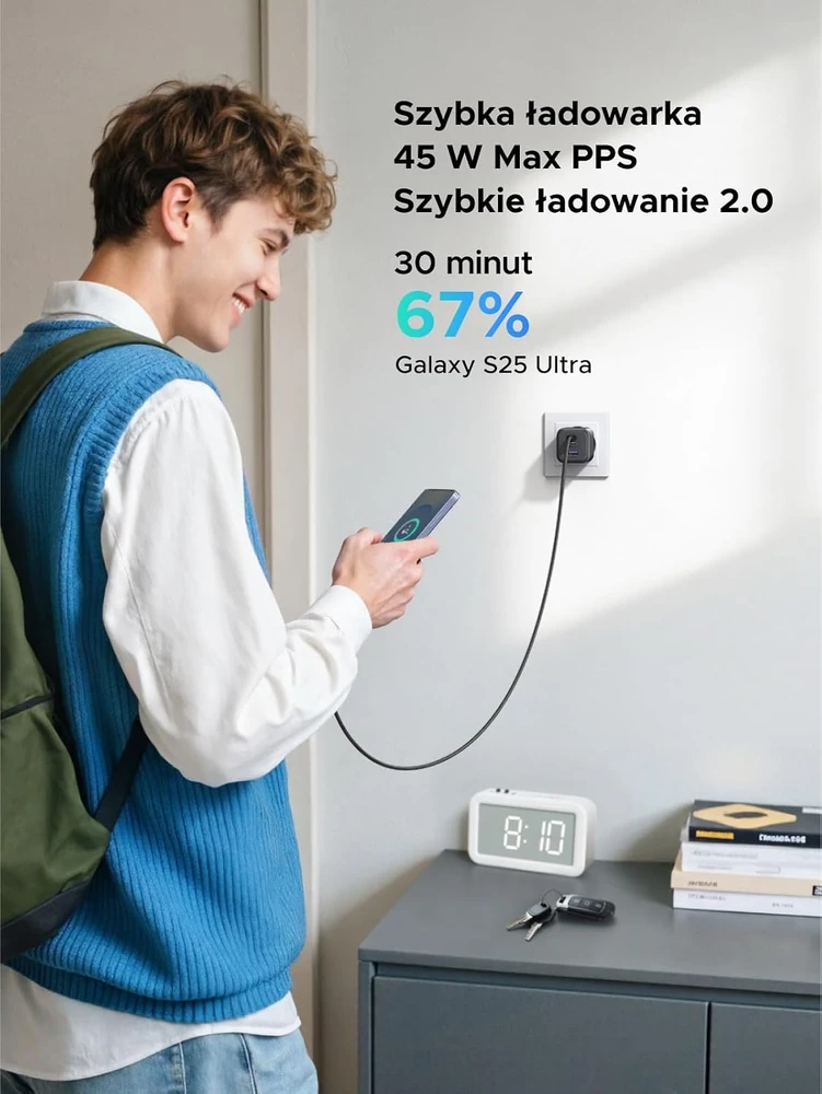 UGREEN tinklo įkroviklis 45 W su 2 USB-C ir USB-A jungtimis, PPS, 65156