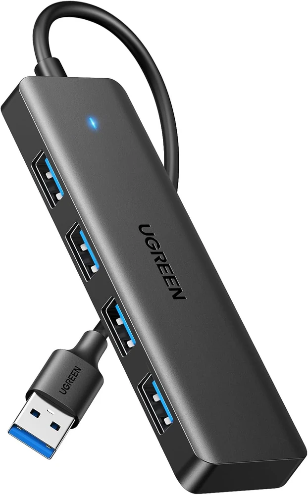 HUB Ugreen CM219 25851 su 4 USB-A 3.0 jungtys and USB-A 3.0 kabelis 15cm - juodos spalvos