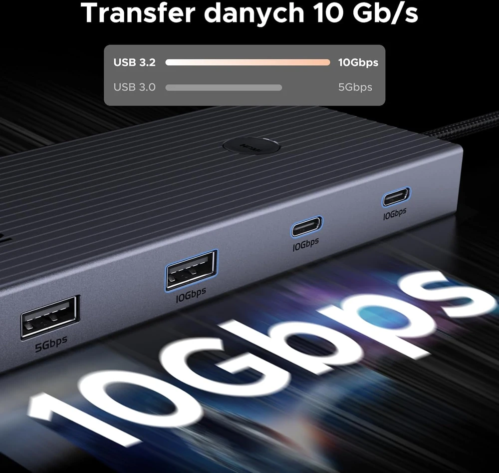 UGREEN USB-C 9 jungčių koncentratorius su 4K HDMI, 10 Gb/s ir PD 100 W, 75028