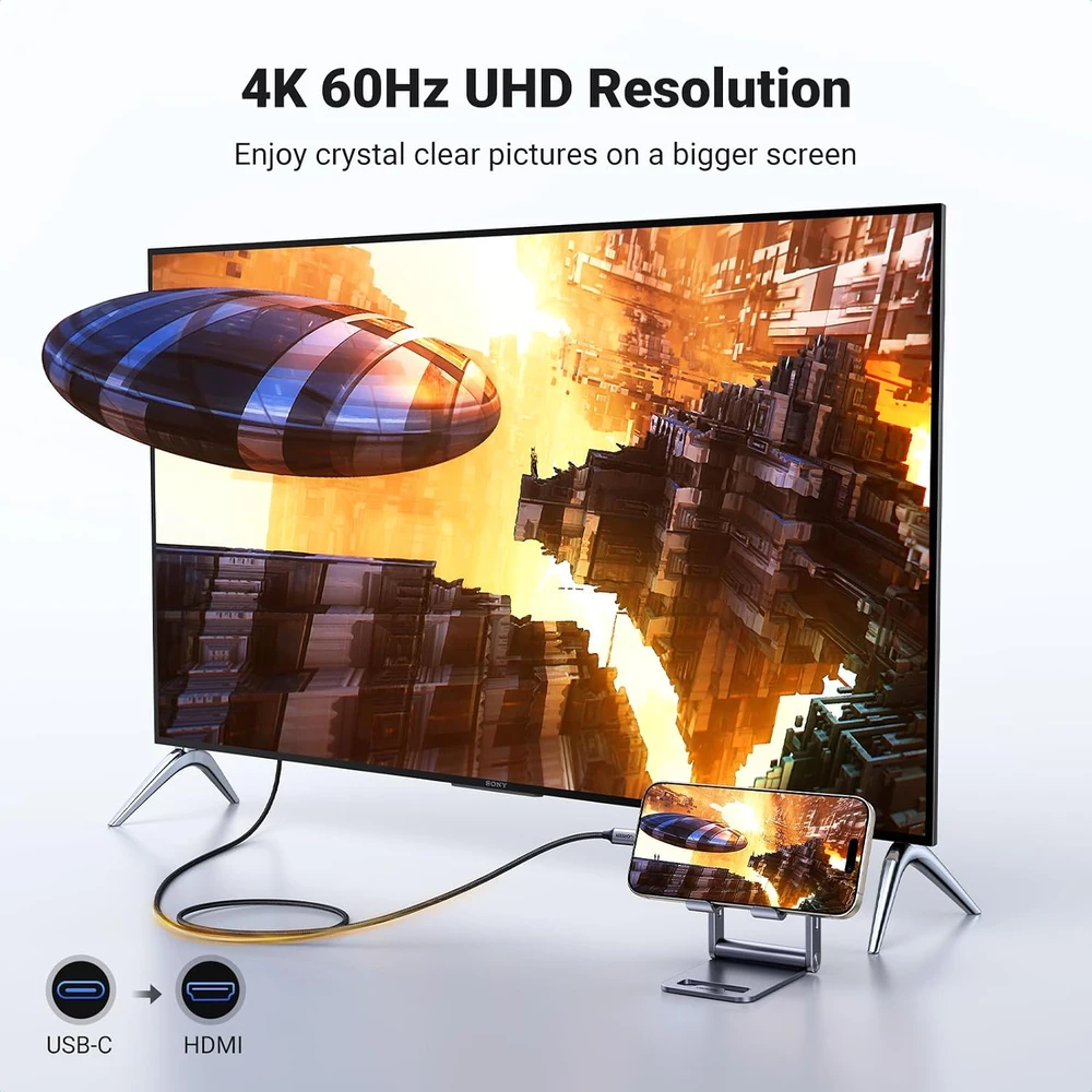 UGREEN USB-C į HDMI laidas 4K 60 Hz, 2 m, Thunderbolt 5/4/3, 50571