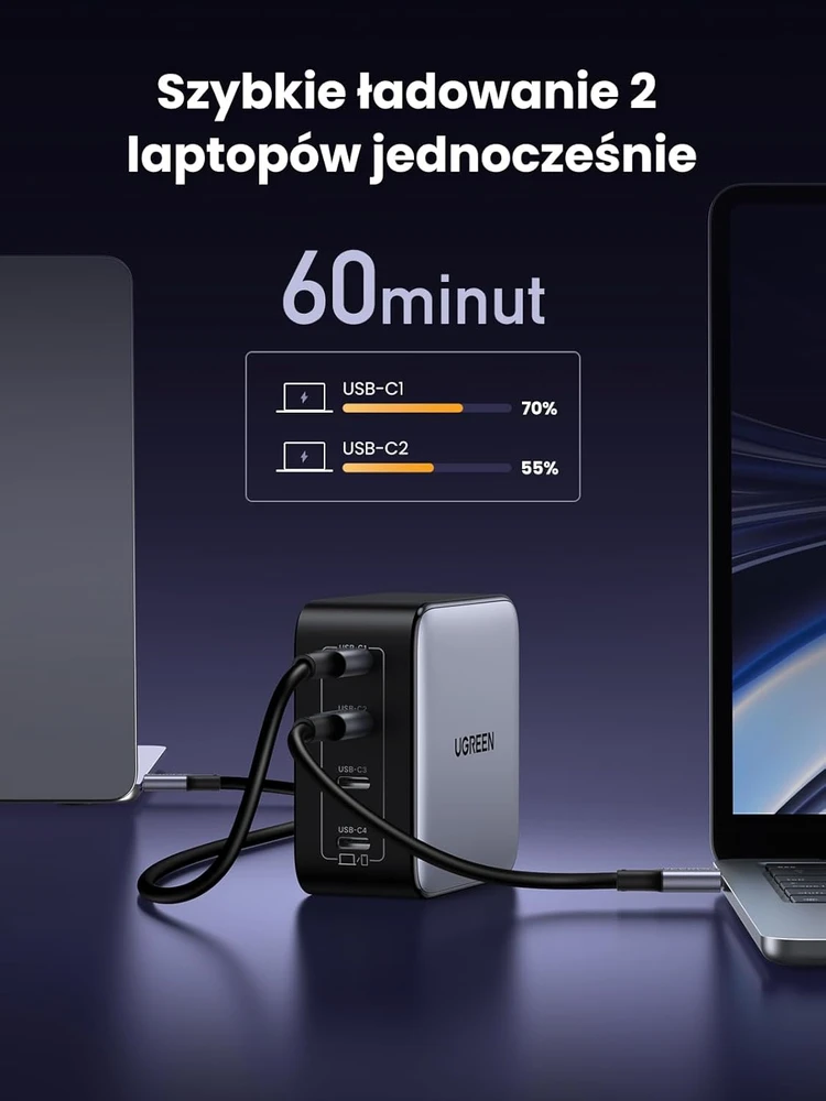 UGREEN USB-C įkroviklis 100 W, 4 USB-C lizdai, GaN, PPS, PD, Nexode 35534