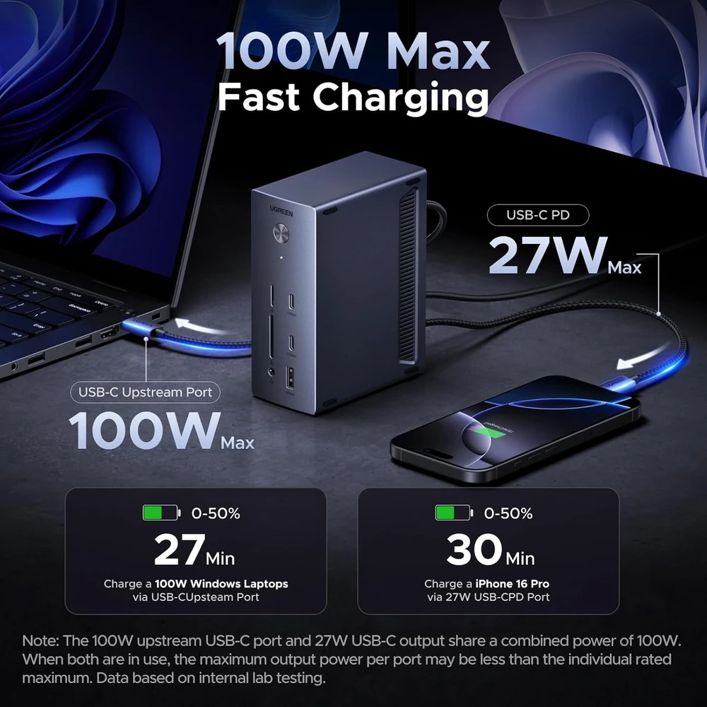 UGREEN USB-C prijungimo stotelė Revodok Pro 314 13-in-1 100 W 4K CM843