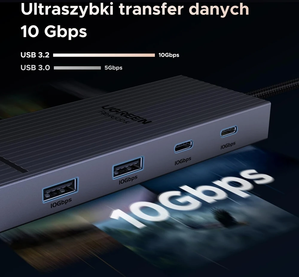UGREEN USB-C prijungimo stotelė su 2 HDMI 4K 60 Hz, 4 USB 3.2 ir PD 100 W, 45365