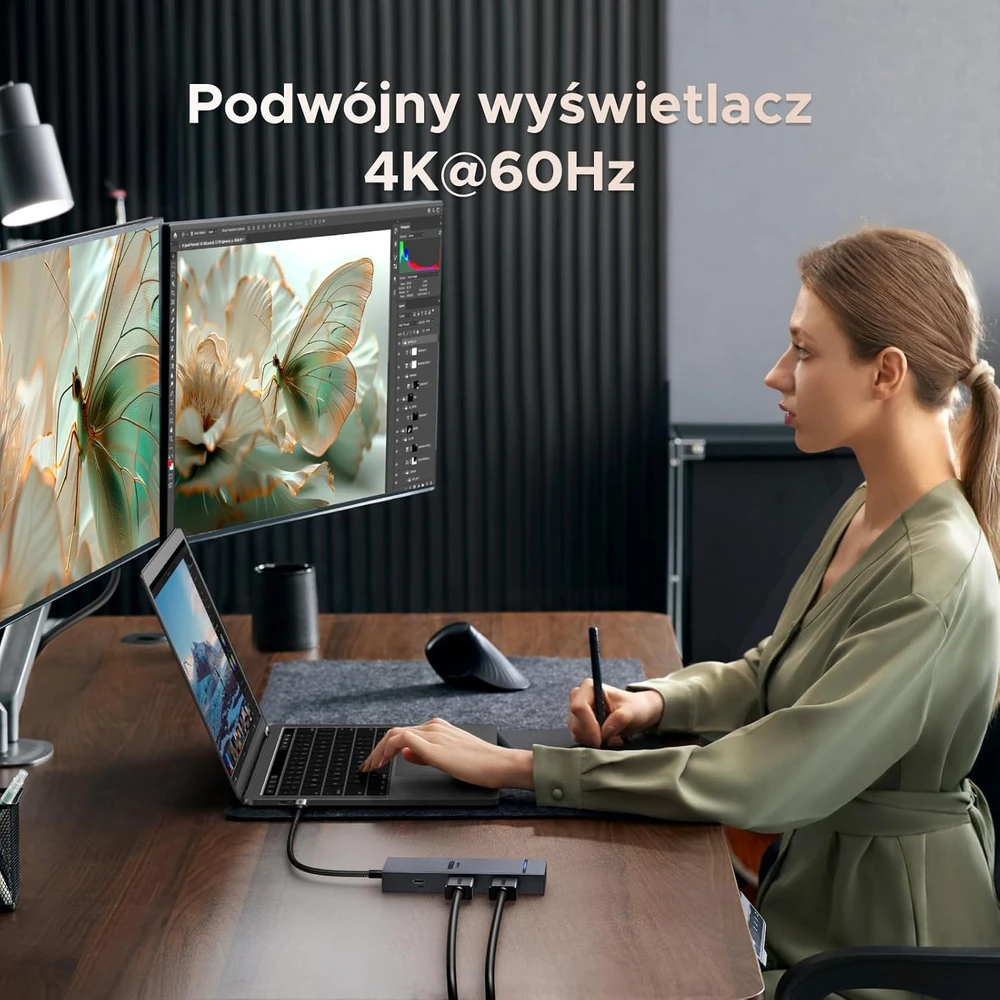 UGREEN USB-C prijungimo stotelė su 2 HDMI 4K 60 Hz, 4 USB 3.2 ir PD 100 W, 45365