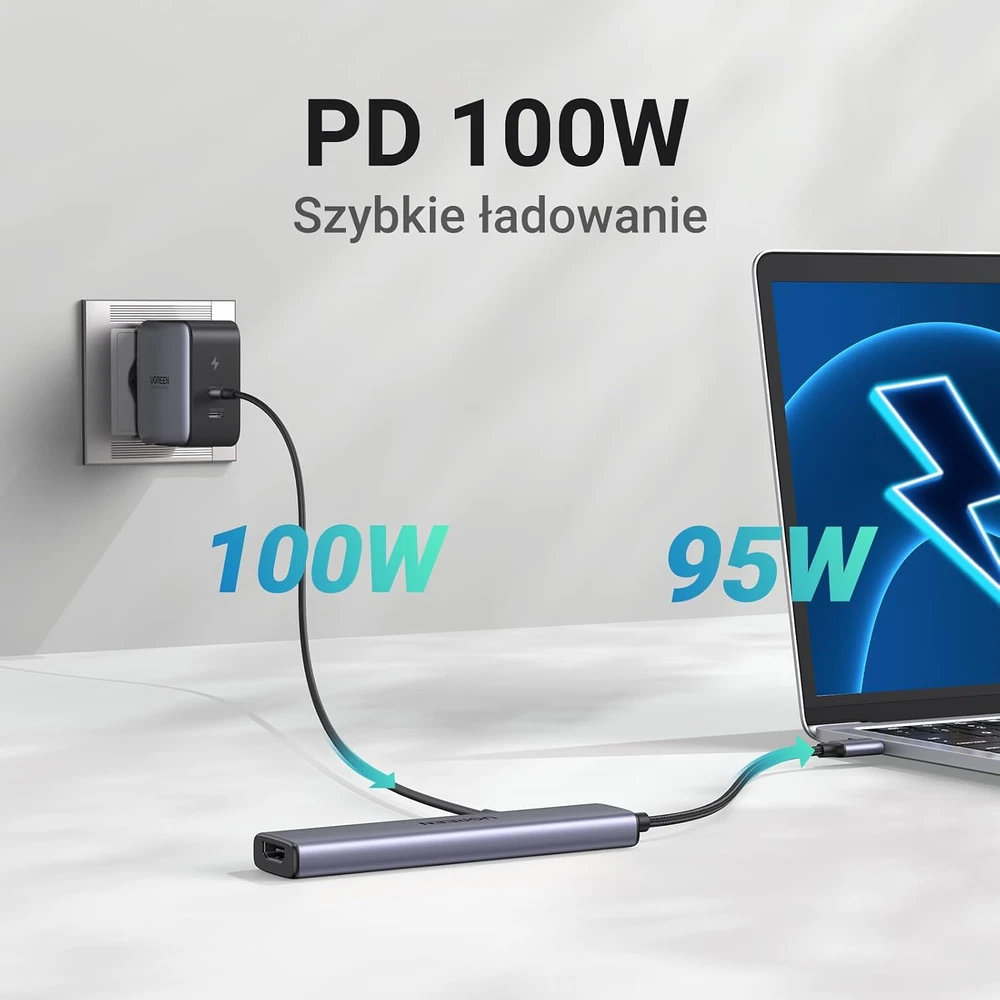 Adapteris HUB UGREEN CM478 USB-C prie HDMI, USB-A 3.0, 2x USB-A 2.0, PD