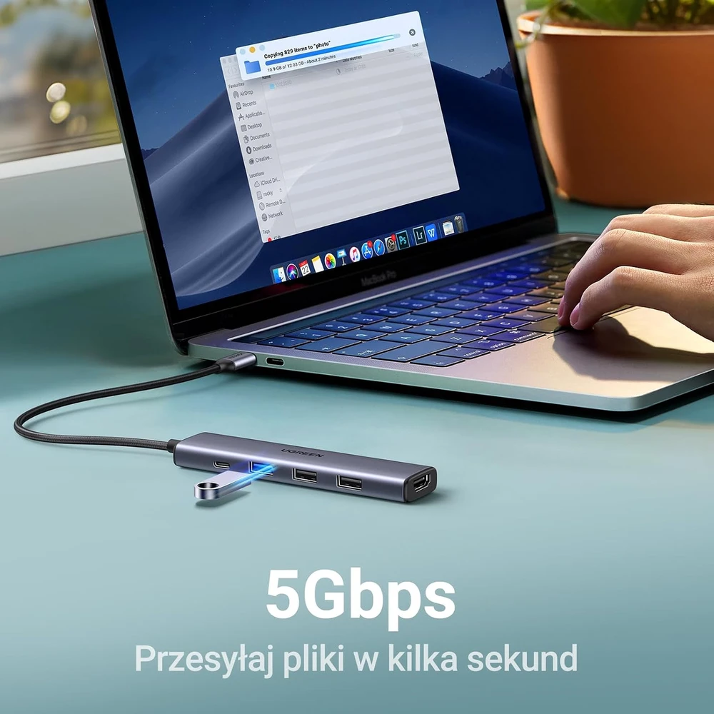 Adapteris HUB UGREEN CM478 USB-C prie HDMI, USB-A 3.0, 2x USB-A 2.0, PD