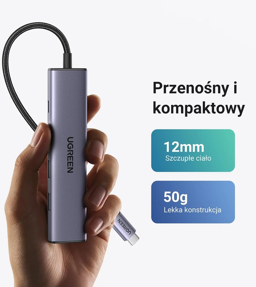 Adapteris HUB UGREEN CM478 USB-C prie HDMI, USB-A 3.0, 2x USB-A 2.0, PD