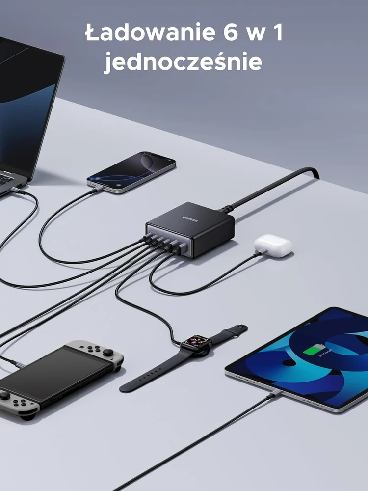 UGREEN USB-C stalinė įkrovimo stotelė 100 W, 6 prievadų, modelis 65190