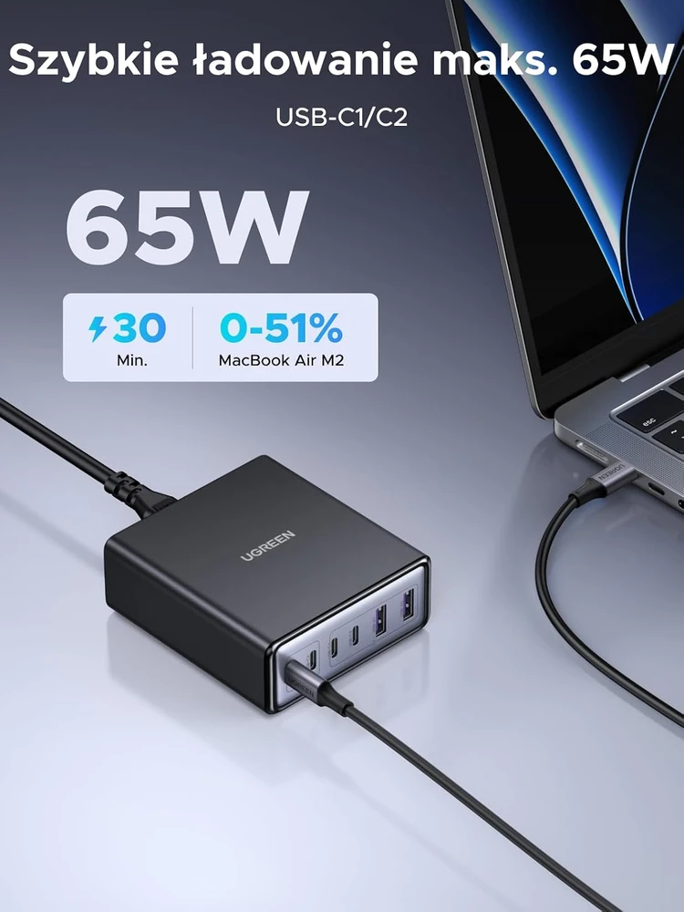 UGREEN USB-C stalinė įkrovimo stotelė 100 W, 6 prievadų, modelis 65190