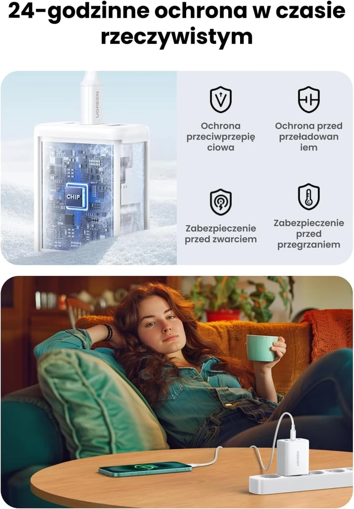 UGREEN USB-C tinklo įkroviklis 65 W su 3 prievadais ir PPS, CD275