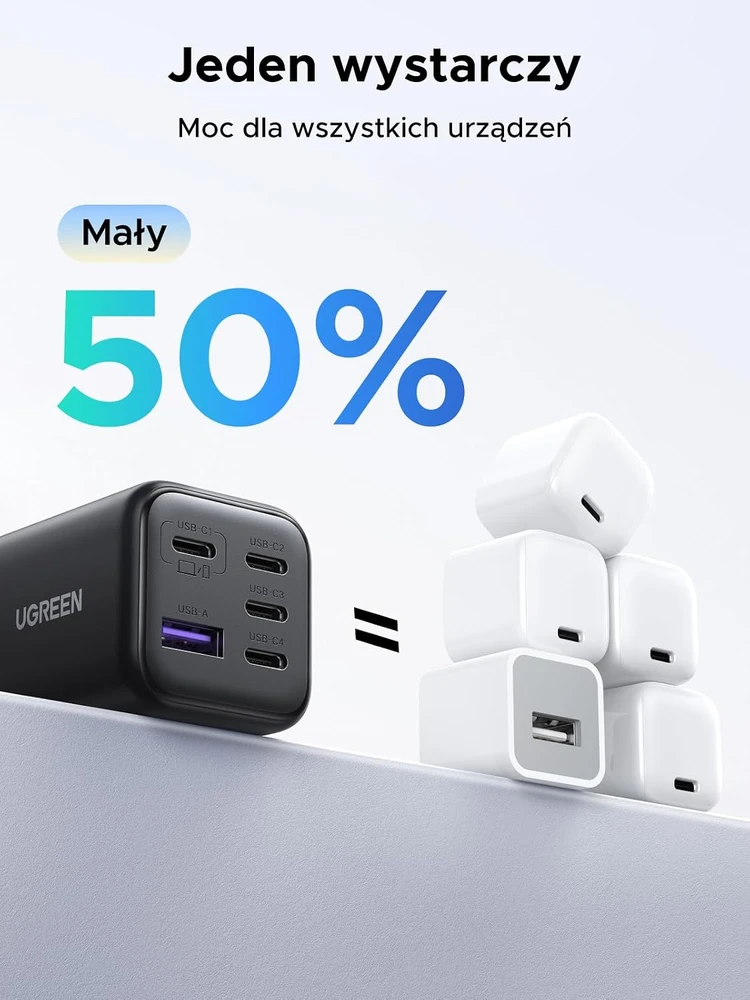 UGREEN Zapix 45 W GaN tinklo įkroviklis su 4 USB-C ir USB-A jungtimis, 85078