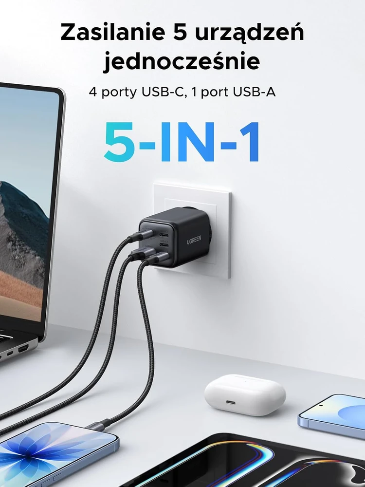UGREEN Zapix 45 W GaN tinklo įkroviklis su 4 USB-C ir USB-A jungtimis, 85078