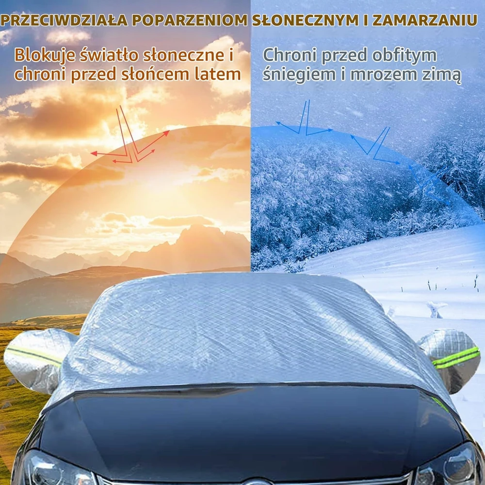 UIHOL automobilio priekinio stiklo uždangalas SUV su veidrodėlių uždangalais, 235 x 135 cm