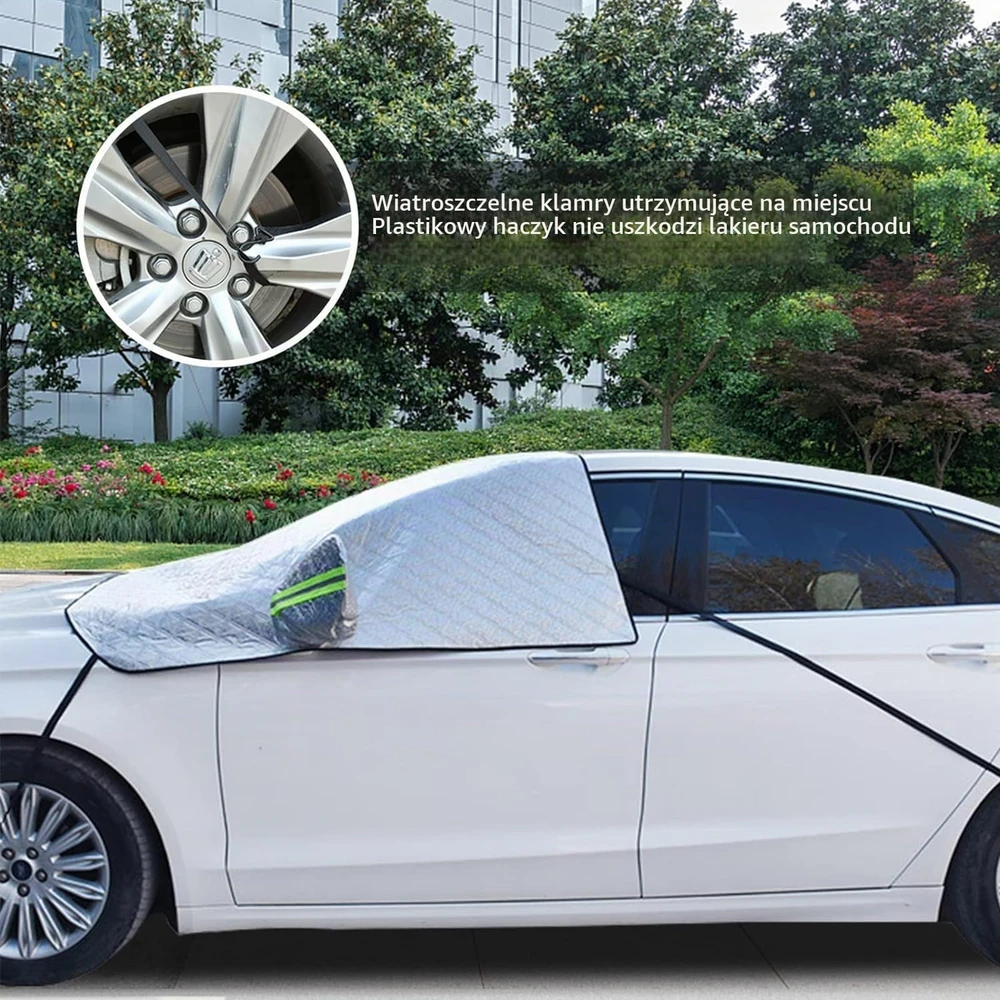 UIHOL automobilio priekinio stiklo uždangalas SUV su veidrodėlių uždangalais, 235 x 135 cm