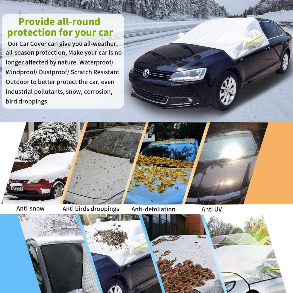 UIHOL automobilio priekinio stiklo uždangalas SUV su veidrodėlių uždangalais, 235 x 135 cm