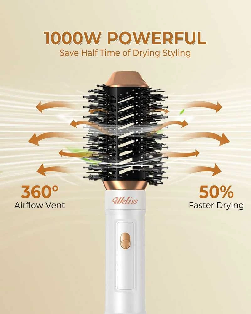 UKLISS plaukų formavimo šukų rinkinys 6in1, 1000 W, 3 režimai, balta
