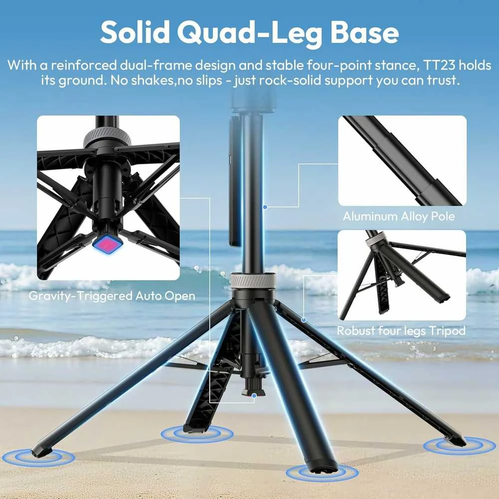 Ulanzi TT23 165 cm išmanusis trikojis su 360° veido sekimu ir Bluetooth nuotolinio valdymo pultu