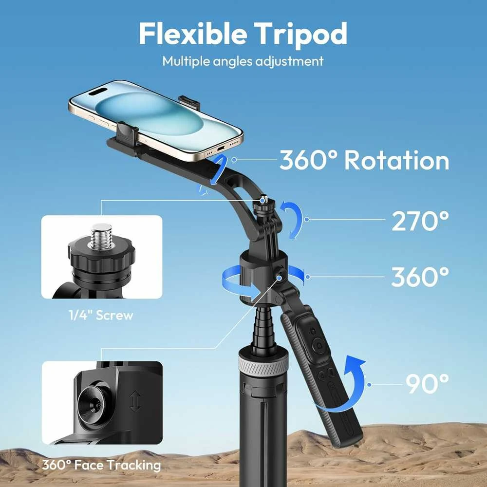 Ulanzi TT23 165 cm išmanusis trikojis su 360° veido sekimu ir Bluetooth nuotolinio valdymo pultu