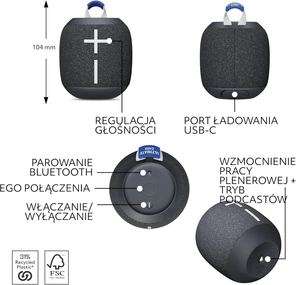 Logitech Ultimate Ears UE WONDERBOOM 4 active juodos spalvos