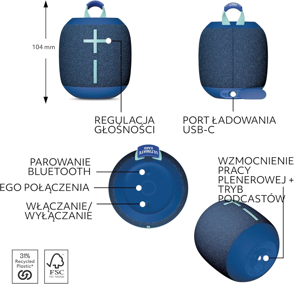 Logitech Ultimate Ears UE WONDERBOOM 4 cobalt mėlynos spalvos