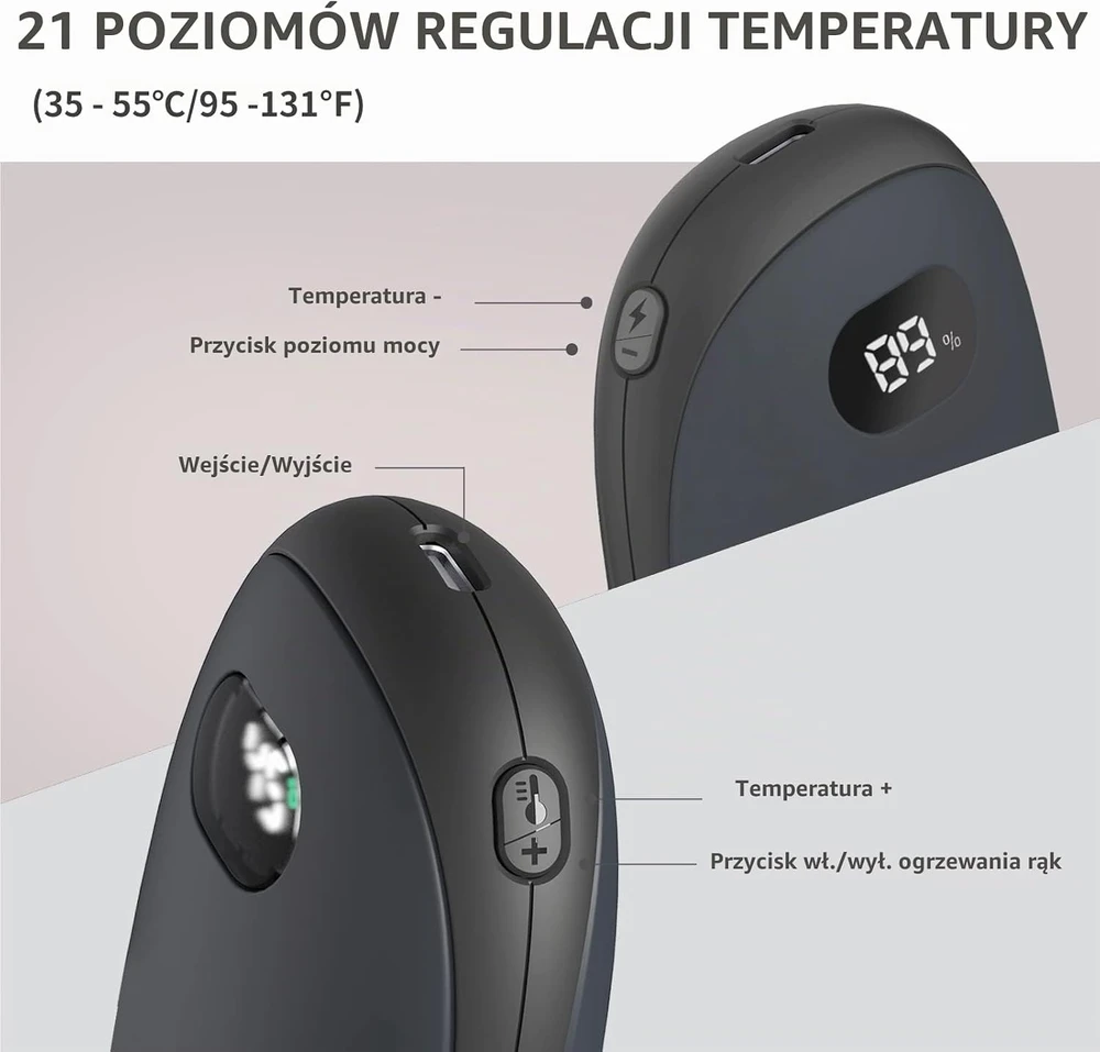 Unigear akumuliatorinis rankų šildytuvas, 5200 mAh, 35–55 °C, HW01