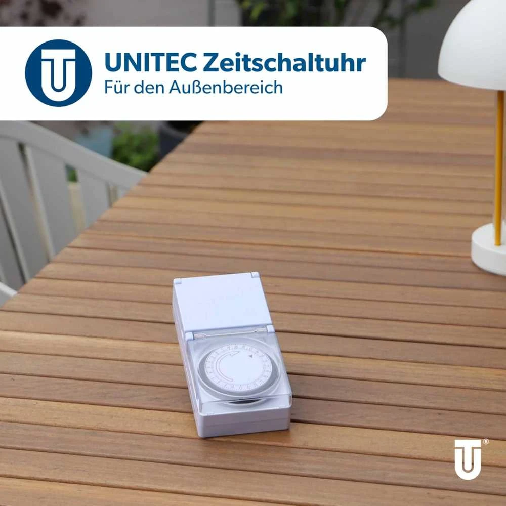Unitec mechaninis dieninis laikmatis, IP44, 15 min intervalas, analoginis, baltas, 30981:UNITEC