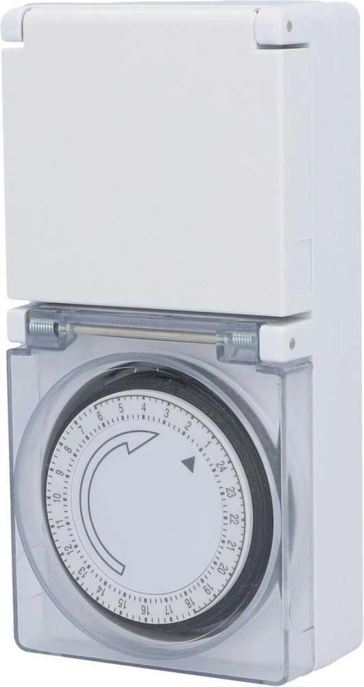 Unitec mechaninis dieninis laikmatis, IP44, 15 min intervalas, analoginis, baltas, 30981:UNITEC