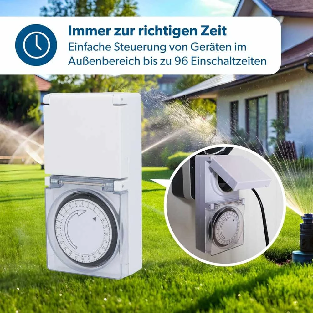 Unitec mechaninis dieninis laikmatis, IP44, 15 min intervalas, analoginis, baltas, 30981:UNITEC