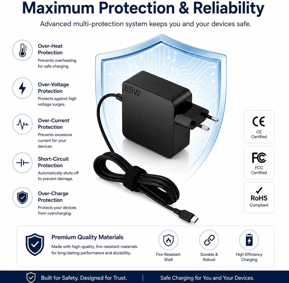 Universalus USB-C kroviklis nešiojamiesiems kompiuteriams, 65 W, Power Delivery, 1,75 m kabelis