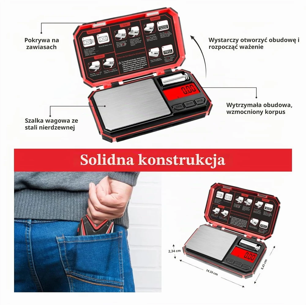 UNIWEIGH kišeninės skaitmeninės svarstyklės 200 g, 0,01 g tikslumas, P2-200-R