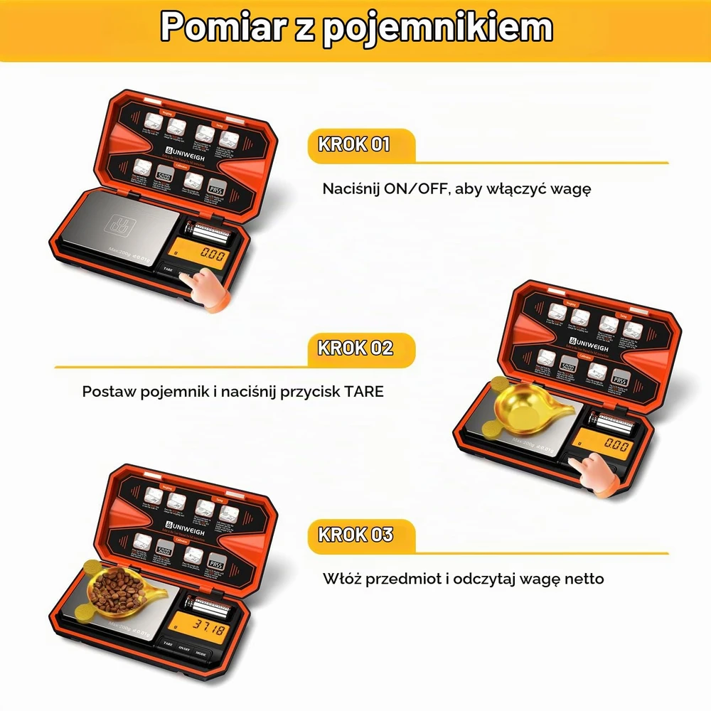 UNIWEIGH kišeninės skaitmeninės svarstyklės 200 g, 0,01 g tikslumas, P-200