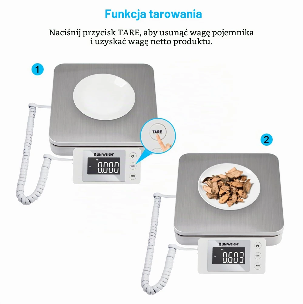 UNIWEIGH siuntinių svarstyklės su LCD ekranu, tara, 88 lb apkrova ir 0,1 oz tikslumu UNI-SK4
