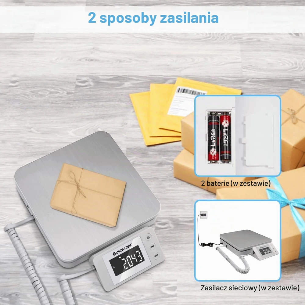 UNIWEIGH siuntinių svarstyklės su LCD ekranu, tara, 88 lb apkrova ir 0,1 oz tikslumu UNI-SK4