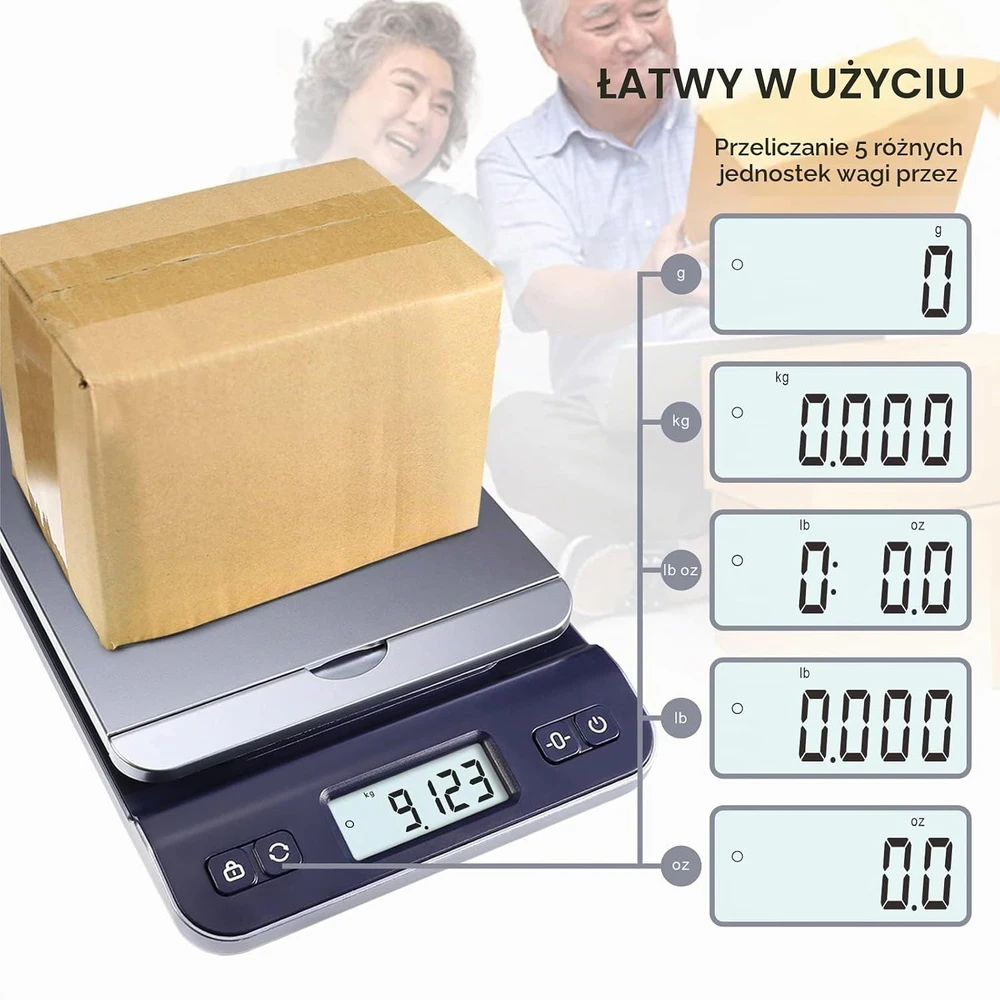 UNIWEIGH siuntų svarstyklės iki 39 kg su taros ir svorio fiksavimo funkcijomis UW-QP-S7-Mėlyna