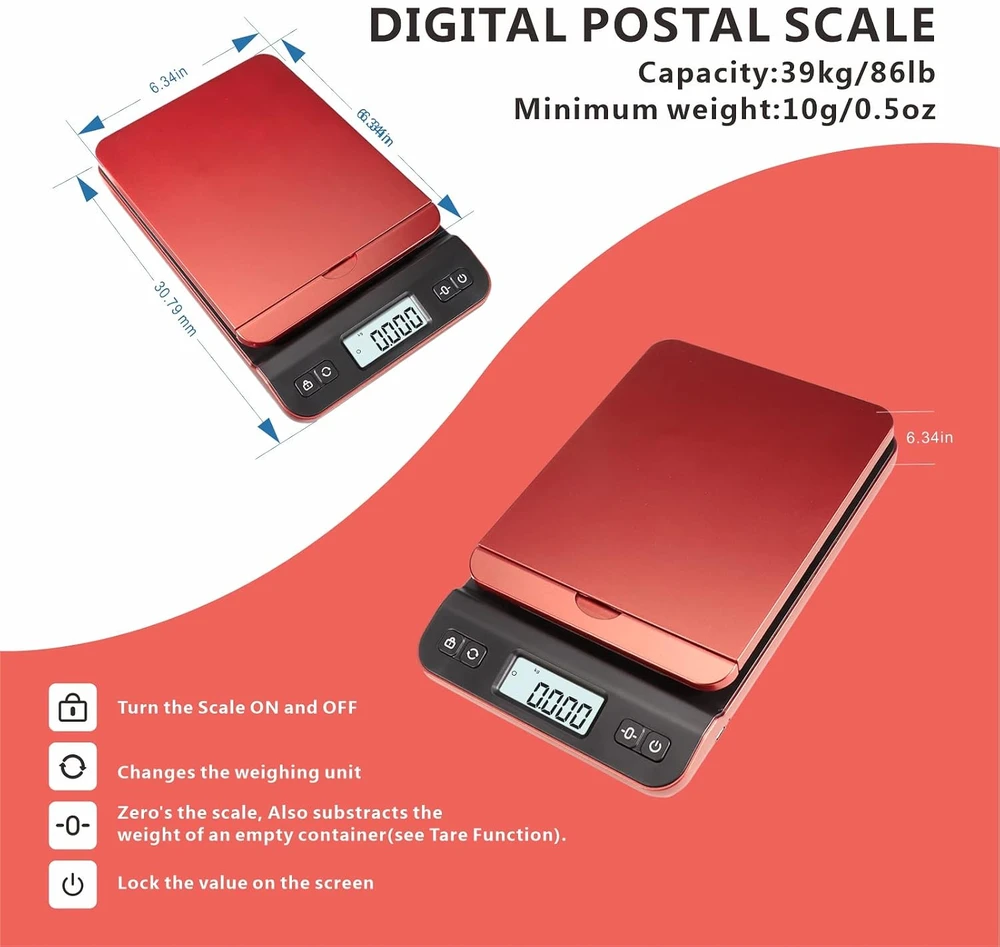UNIWEIGH siuntų svarstyklės iki 40 kg su LCD ekranu ir neslystančia platforma UW-QP-S7