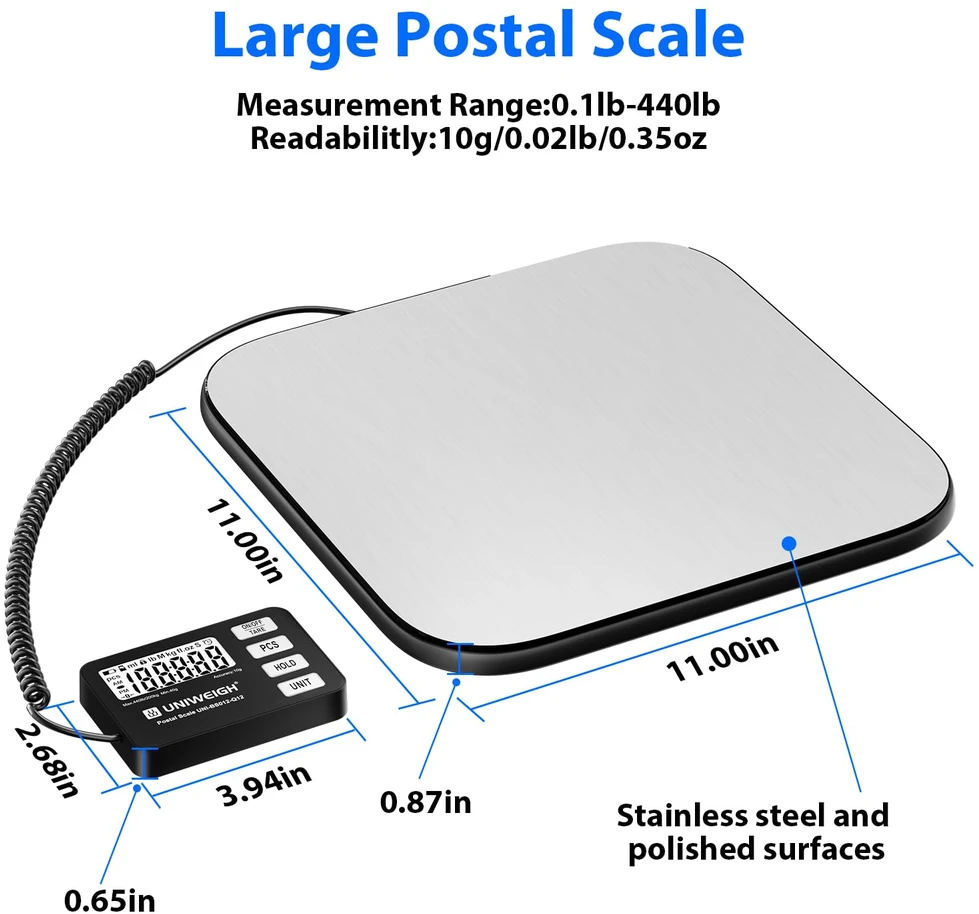 UNIWEIGH skaitmeninės pašto svarstyklės iki 200 kg, 10 g tikslumas UNI-BS012-Q12