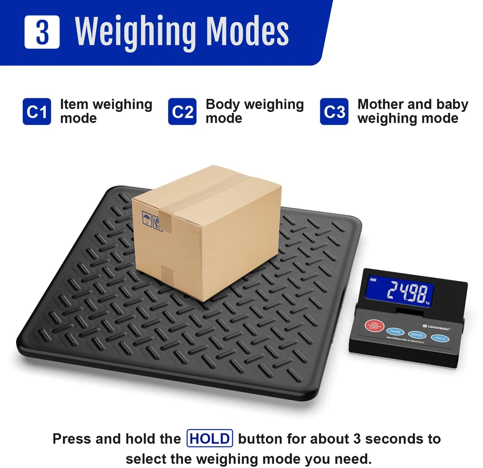 UNIWEIGH skaitmeninės siuntų svarstyklės iki 200 kg, 10 g tikslumo, su LCD ekranu UNI-PS4B-PRO-WI
