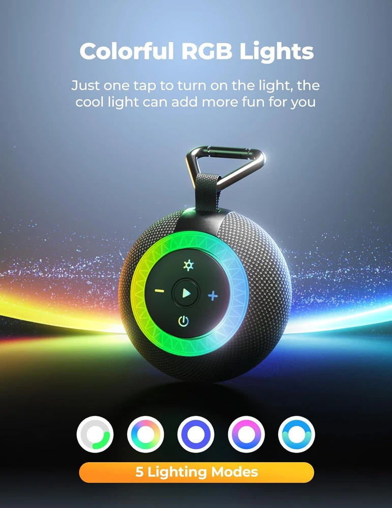 UOHHBOE belaidė Bluetooth kolonėlė IPX7 atspari vandeniui, 15 W, iki iki 24 val. grojimo laikas, RGB, F33