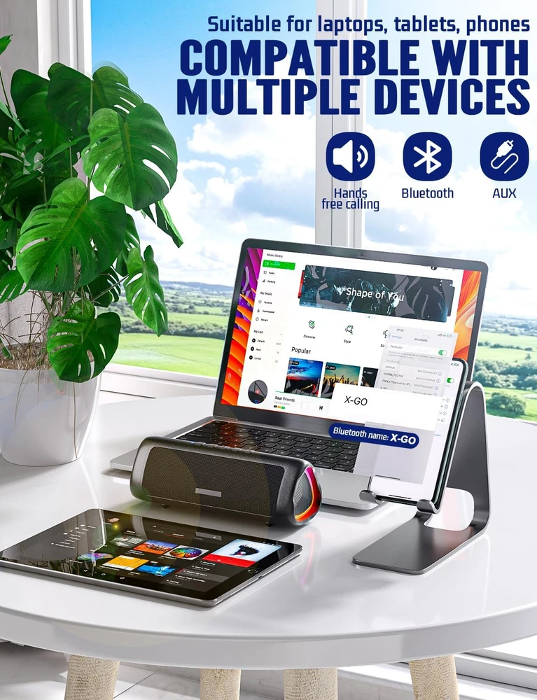 UOHHBOE nešiojama Bluetooth kolonėlė 30 W, IPX5, 24 val. veikimo, C27C
