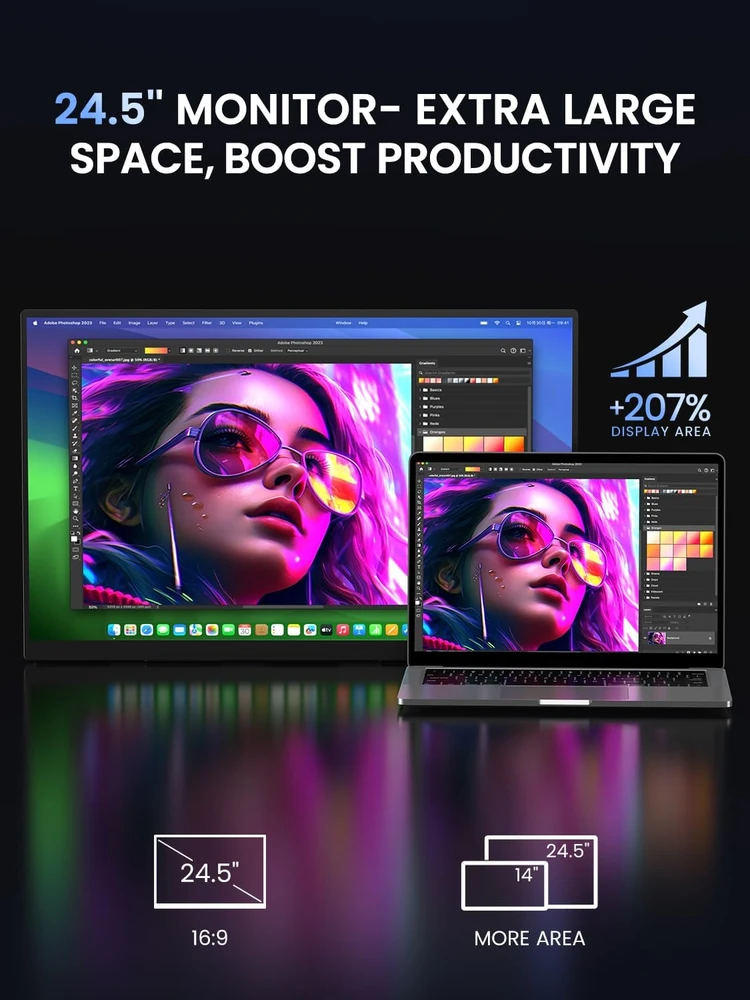 UPERFECT nešiojamas 24,5 col. QHD IPS monitorius, 165 Hz, UPERFECT-245-2K-165Hz