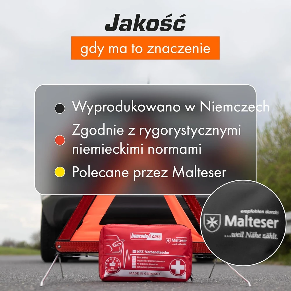 Upgrade4cars automobilinė pirmosios pagalbos vaistinėlė pagal DIN 13164:2022 EH1-raudona