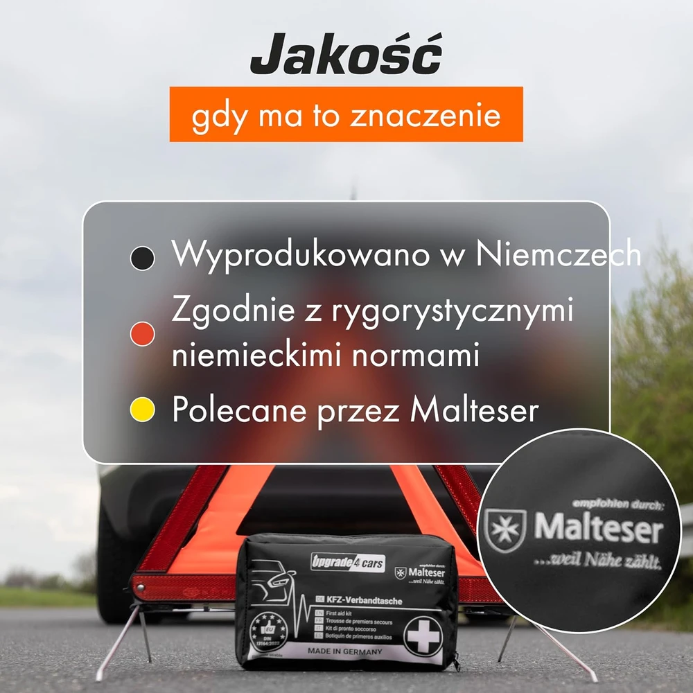 Upgrade4cars automobilinė pirmosios pagalbos vaistinėlė pagal DIN 13164:2022, EH1-juodas