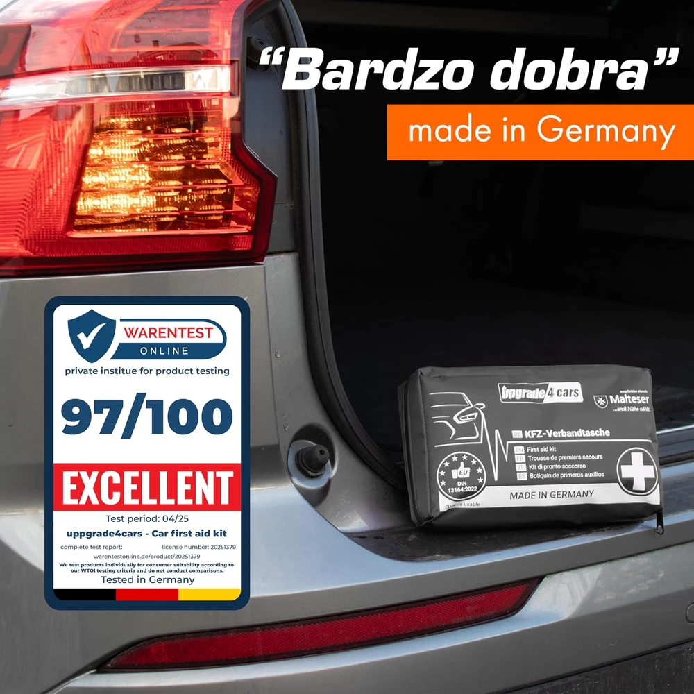 Upgrade4cars automobilinė pirmosios pagalbos vaistinėlė pagal DIN 13164:2022, EH1-juodas