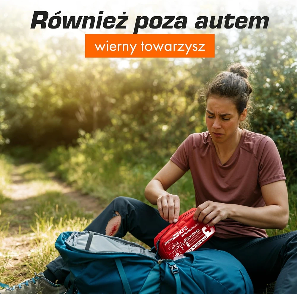 Upgrade4cars automobilinė pirmosios pagalbos vaistinėlė pagal DIN 13164:2022 EH1-raudona