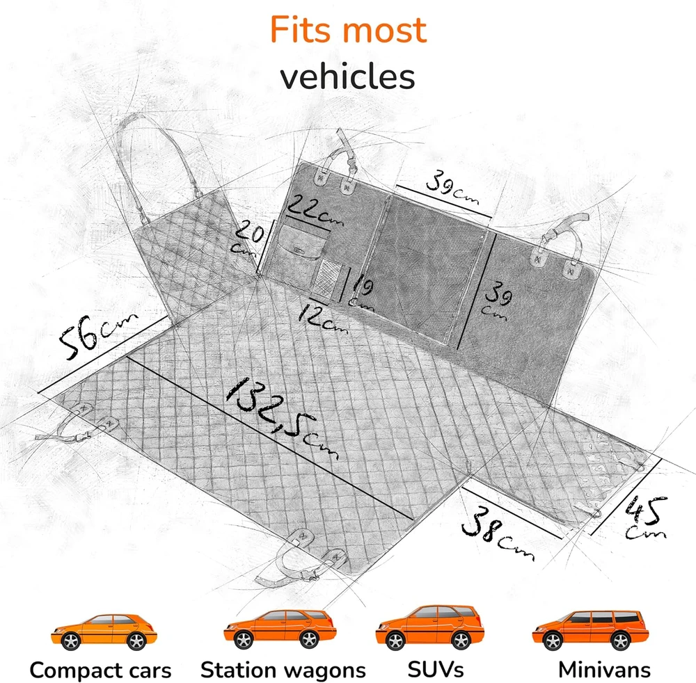 Upgrade4cars vandeniui atsparus automobilio galinės sėdynės užtiesalas šuniui Dog3
