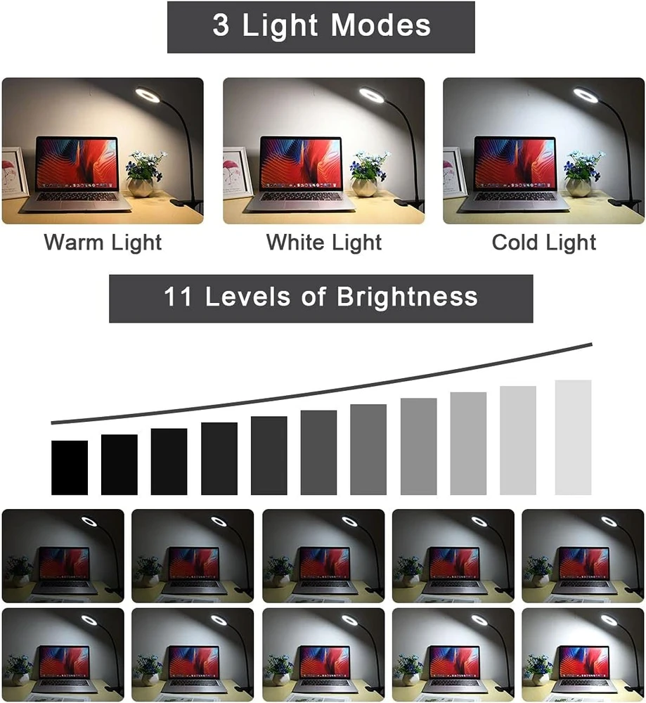 URAQT LED stalinė lempa su spaustuku, 48 LED, USB, 7 W, U4-TLH210325-FBA