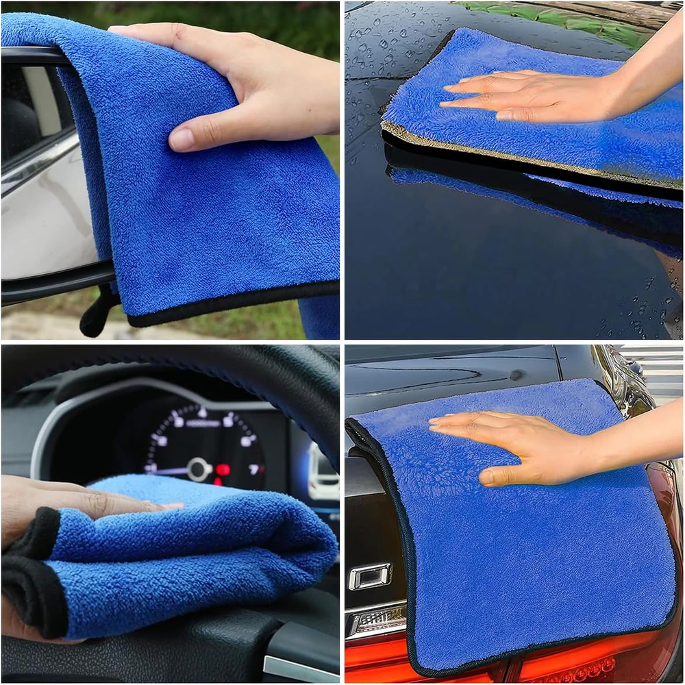 URAQT mikropluošto šluostės automobiliui ir namams, 6 vnt., 40x60 cm, mėlynos, storintos
