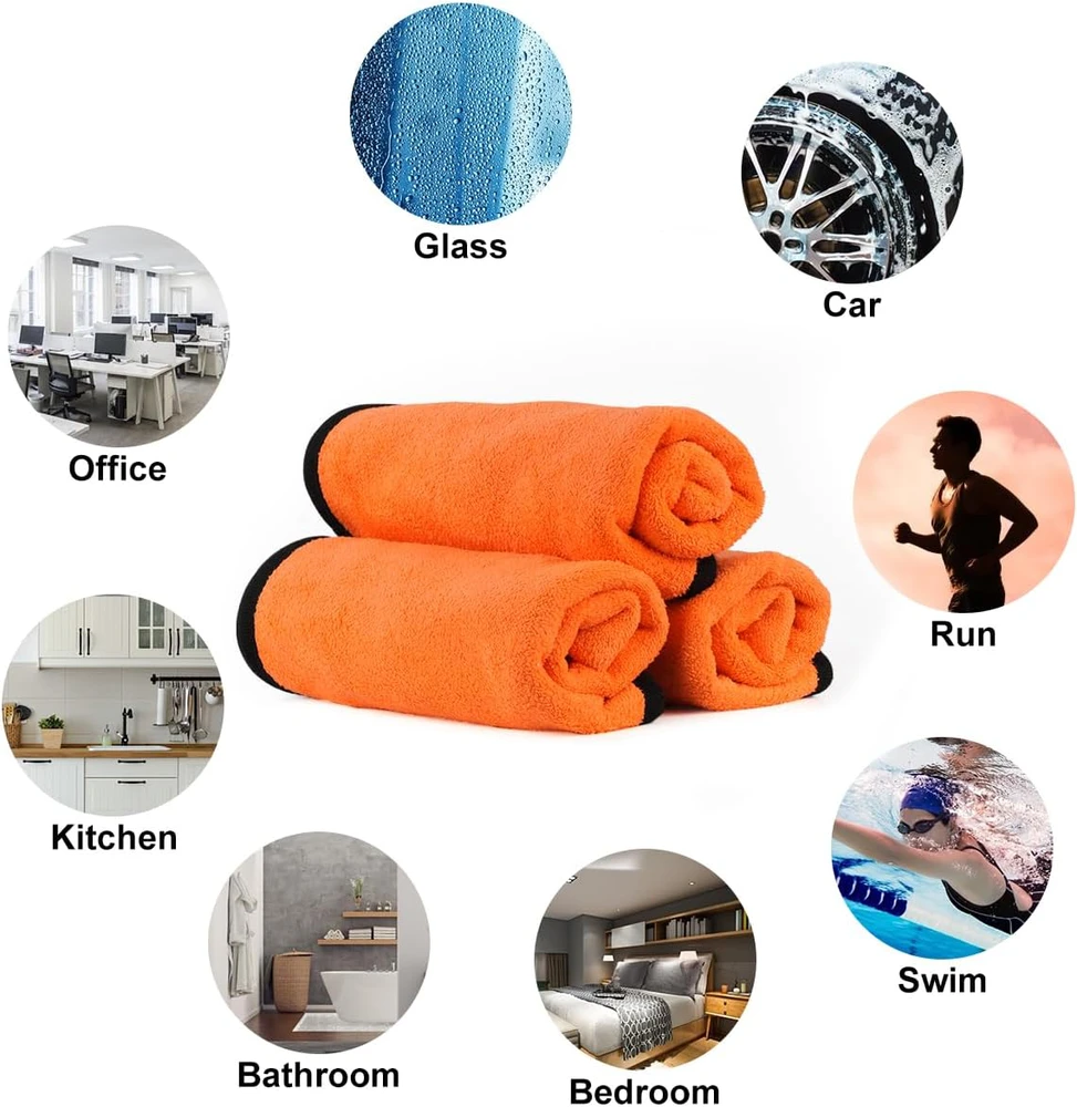 URAQT mikropluošto šluostės automobiliui ir namams, 6 vnt., 40x60 cm, 400g/m², oranžinės